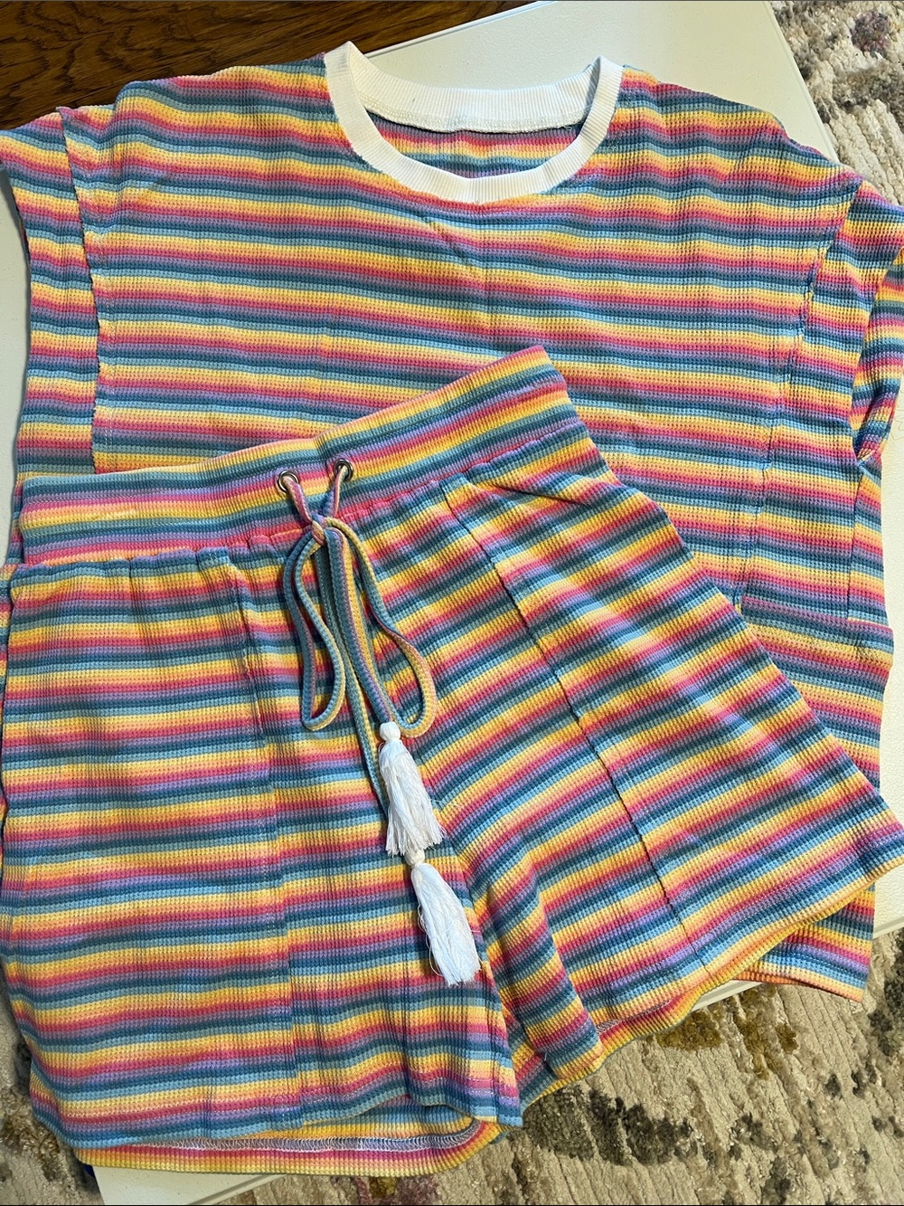 Women’s Rainbow Striped Knit Set - Multicolor
